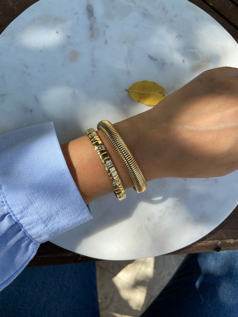 Half Lined Stone Bracelet