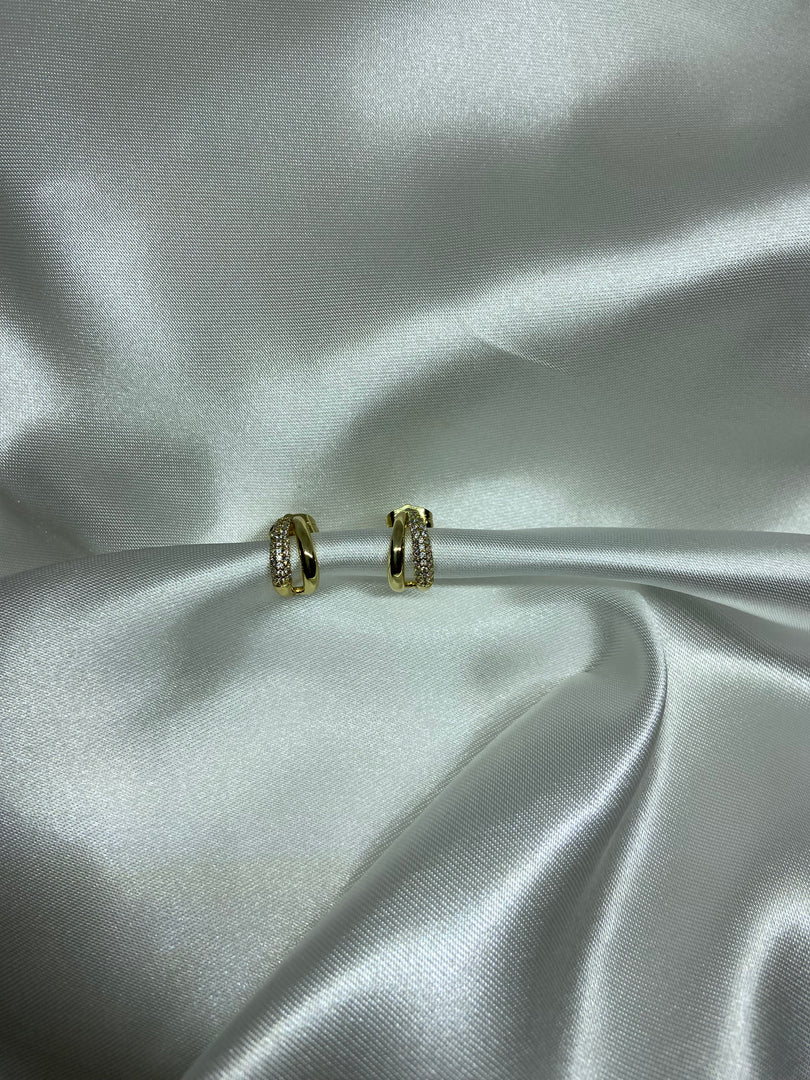 Double Line Stone Earrings