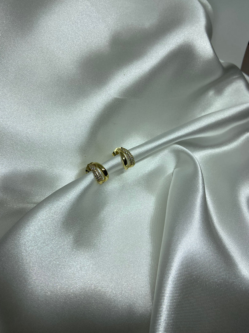 Double Line Stone Earrings